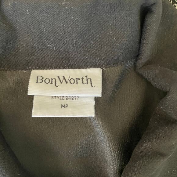 Bon Worth Black Long Sleeve White Floral Embroidery Zip Up Collared Jacket - MP - Picture 11 of 11